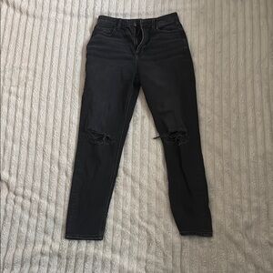 American Eagle Outfitters Black Jeans with Distressed Knee Rips